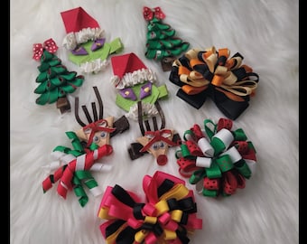 Girls Hair Bows - Christmas Set