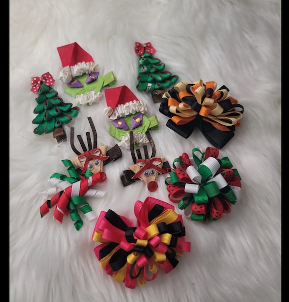 Girls Hair Bows - Christmas Set