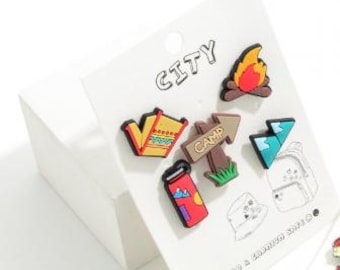 Camping Theme Decorative Pins Set with Rubber Coating - Set of 5