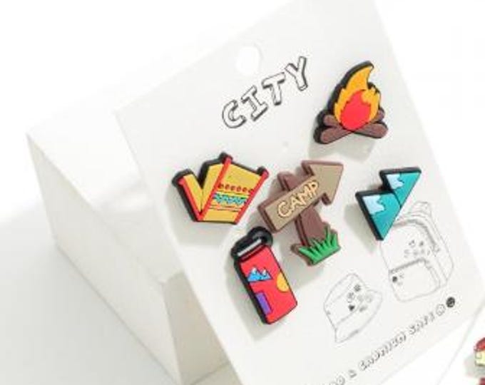 Camping Theme Decorative Pins Set with Rubber Coating - Set of 5