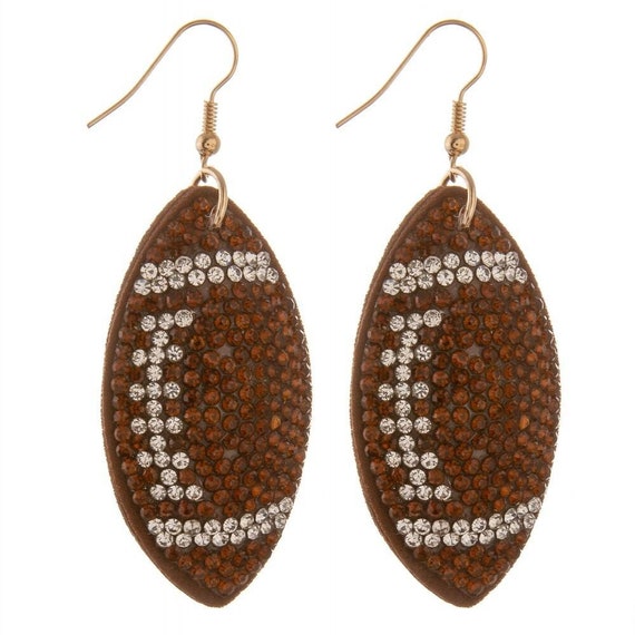Rhinestone Plush Football Earrings