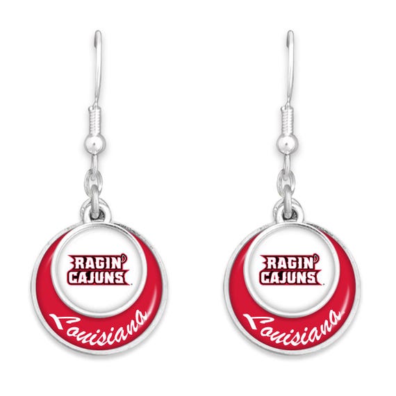 Louisiana Lafayette Ragin' Cajuns Earrings- Stacked Disk - State of Louisiana