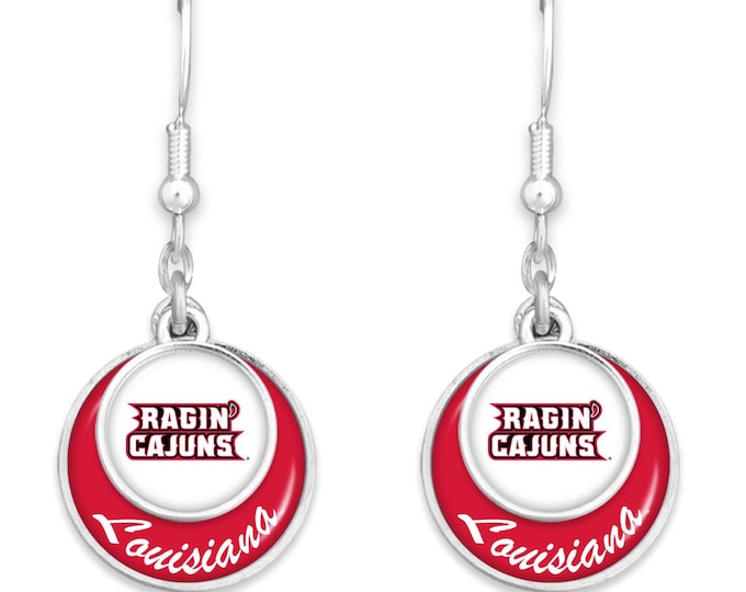 Louisiana Lafayette Ragin' Cajuns Earrings- Stacked Disk - State of Louisiana