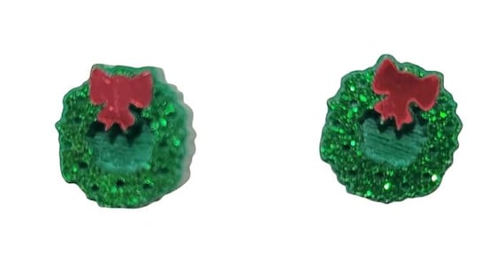 Christmas Wreath Druzy Stud Earrings