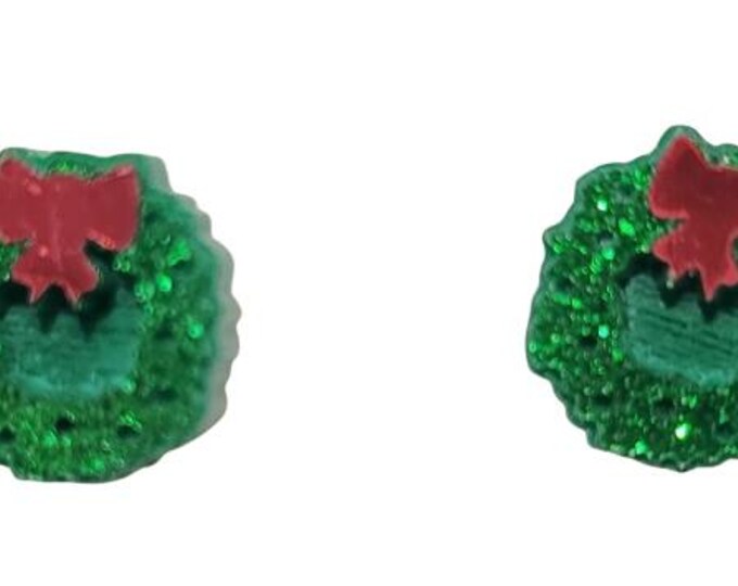 Christmas Wreath Druzy Stud Earrings