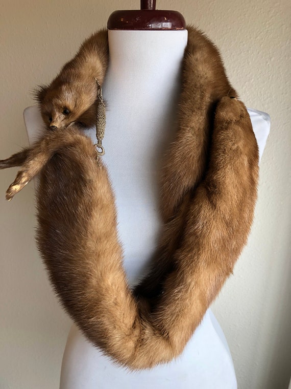 mink shawl with head