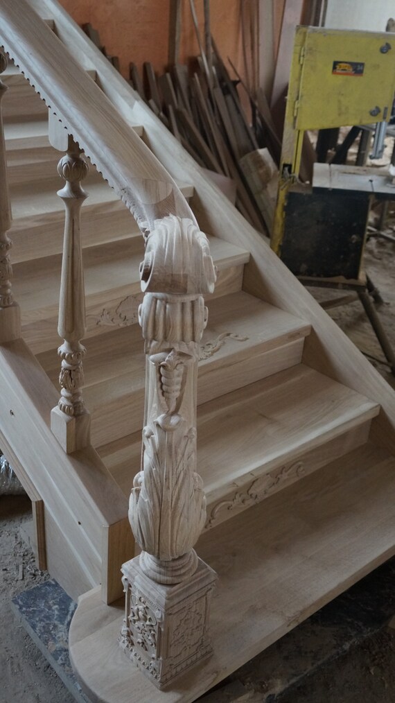 Newel Post. Carved wooden post for stairs. | Etsy