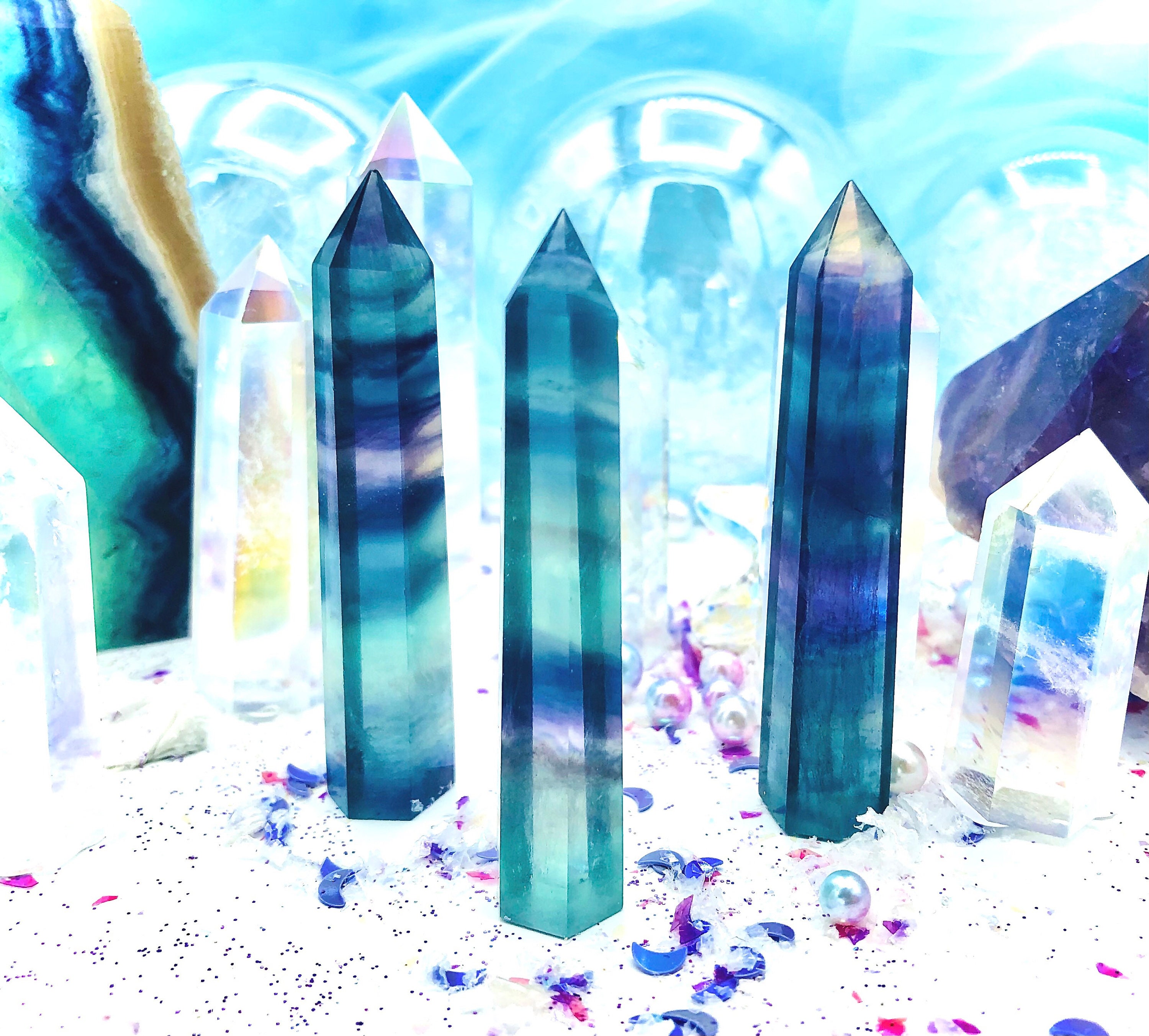 Pointe Magique Fluorite Géométrie Sacrée