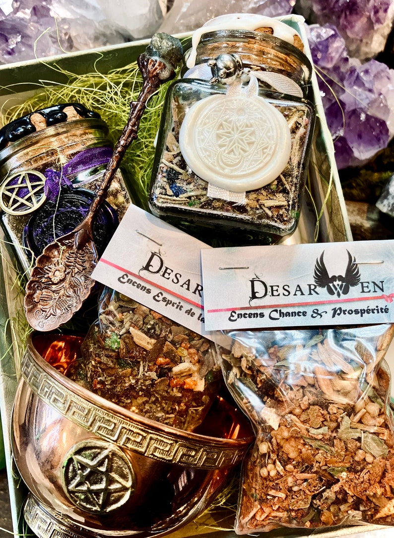 Magic ritual kit witch green magic resin incense kit initiée