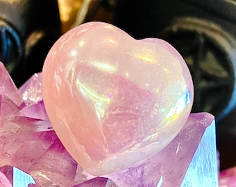 Coeur d’autel pierre anti stress en quartz rose aura ange