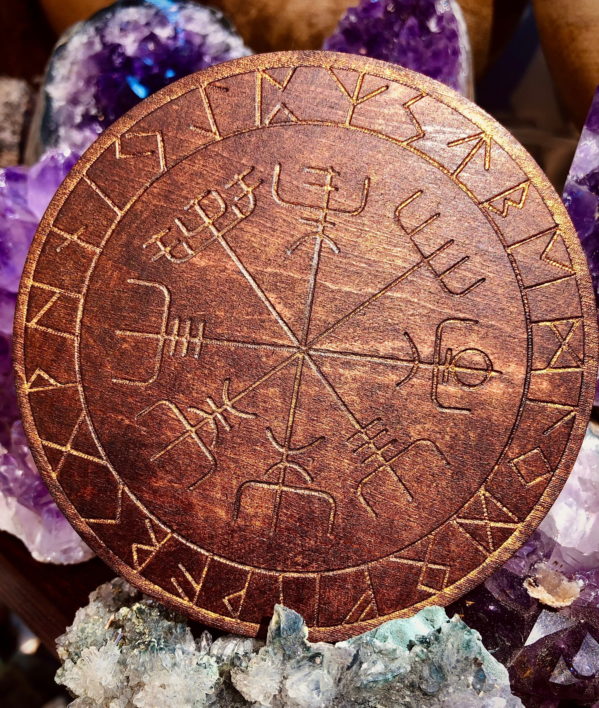 Planche à Pendule Wicca Vegvisir Géométrie Sacrée Celtique Viking