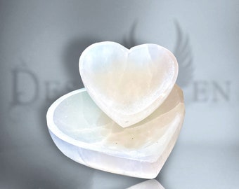 Selenite heart bowl magic wicca witch wizard altar decoration