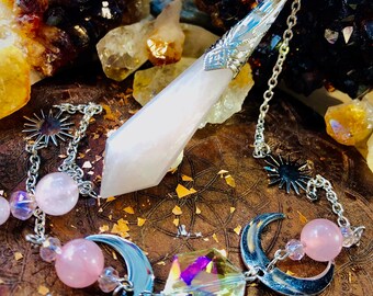 Gothic fairy clock rose quartz triple moon hecate