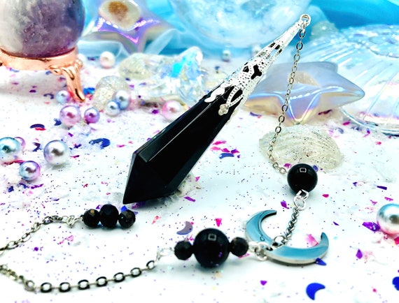 Obsidian and Black Opal Pendulum - Etsy