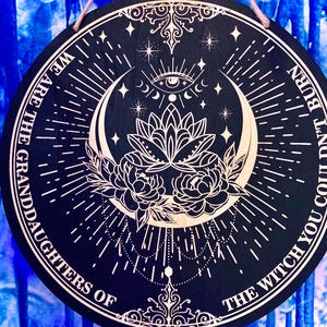 Dekoratives Brett, Hexenlotus, Zen, Hexentalisman, heiliges Ritualobjekt, Altar, Mondsichel, Esoterik