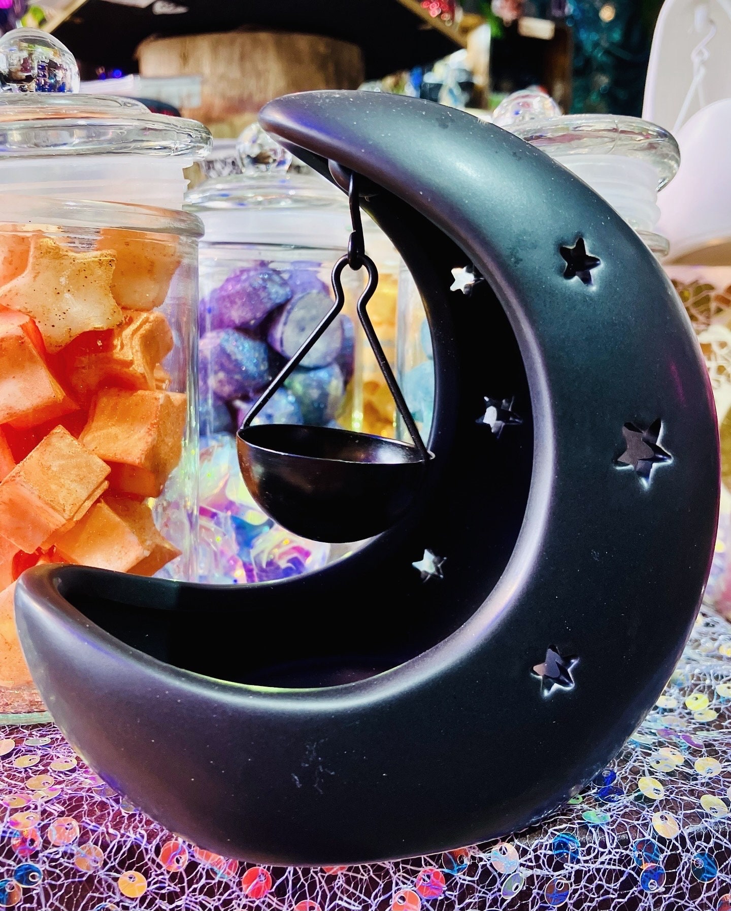 Crescent moon wax burner witchy magic burns perfume witch altar