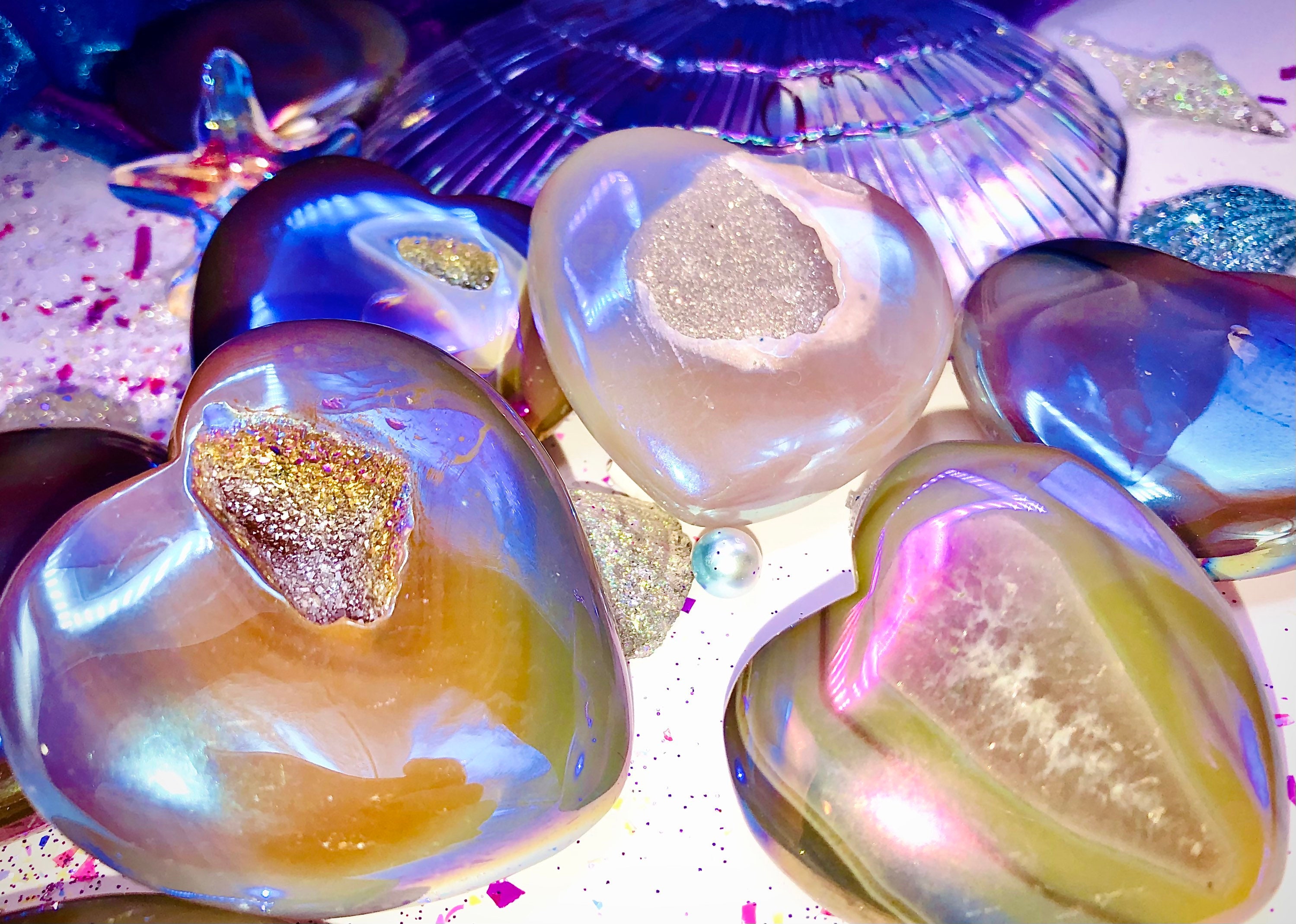 Coeur en Agate Aura Titanium