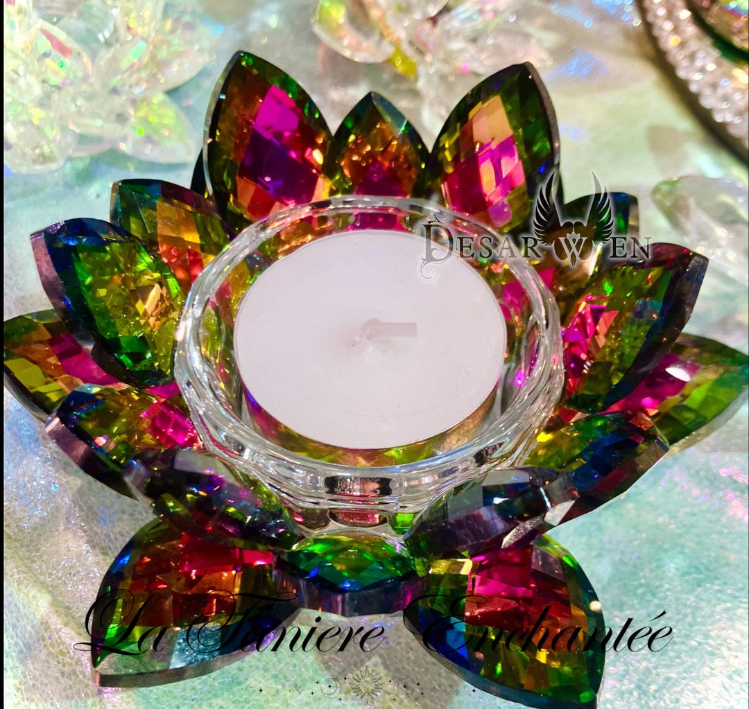 Bougeoir Lotus en cristal Lalique