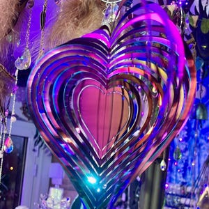 Tęczowy łapacz słońca suncatcher duży hipnotyczny kryształ aura kwarc różowy ametyst, serce metalowe mobilne zawieszenie suncatcher