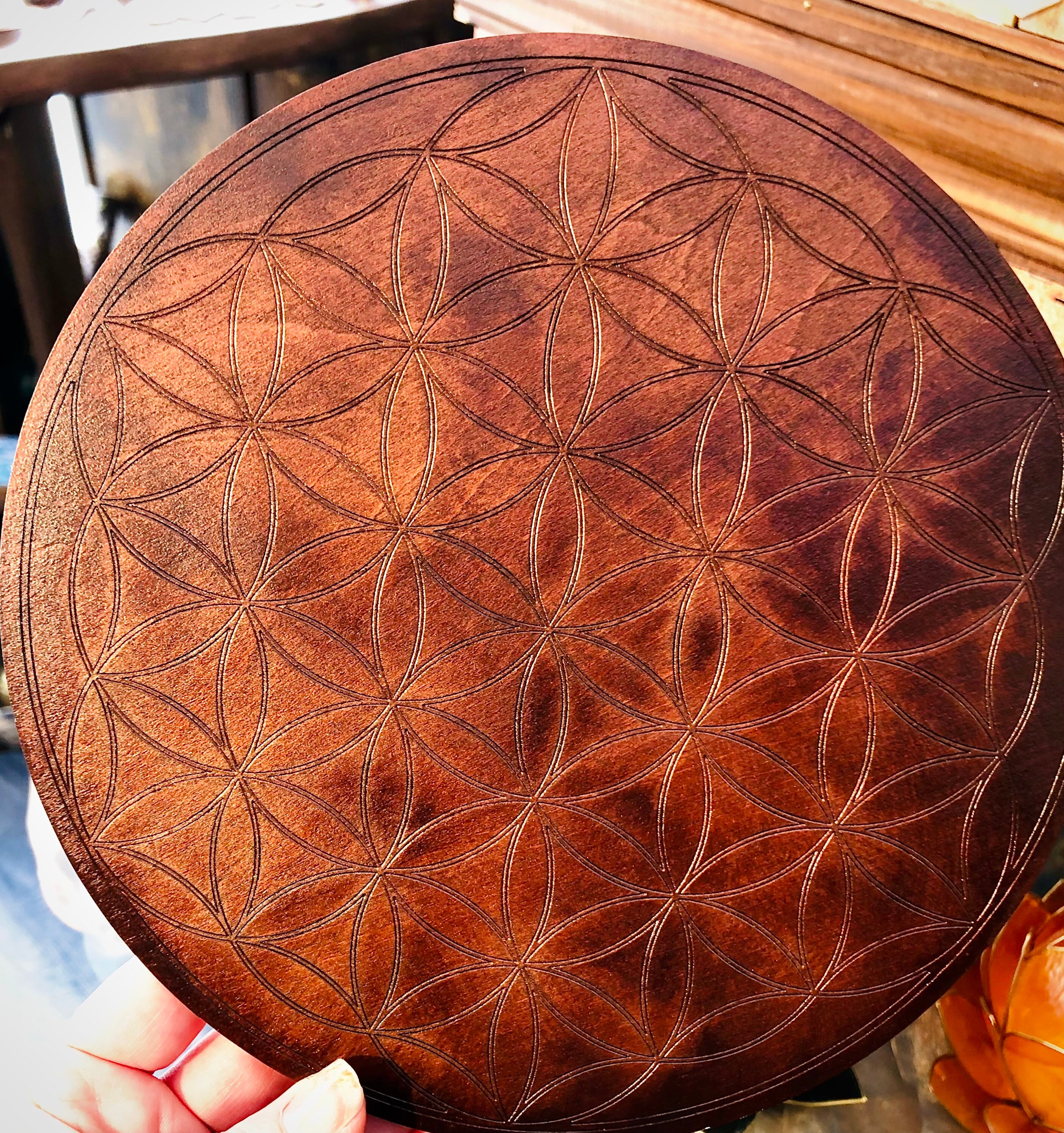 Planche à Pendule Wicca Fleur de Vie Géométrie Sacrée