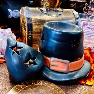 Quemador de cera sombrero de bruja Halloween samhain magia brujería quema perfume altar de brujas