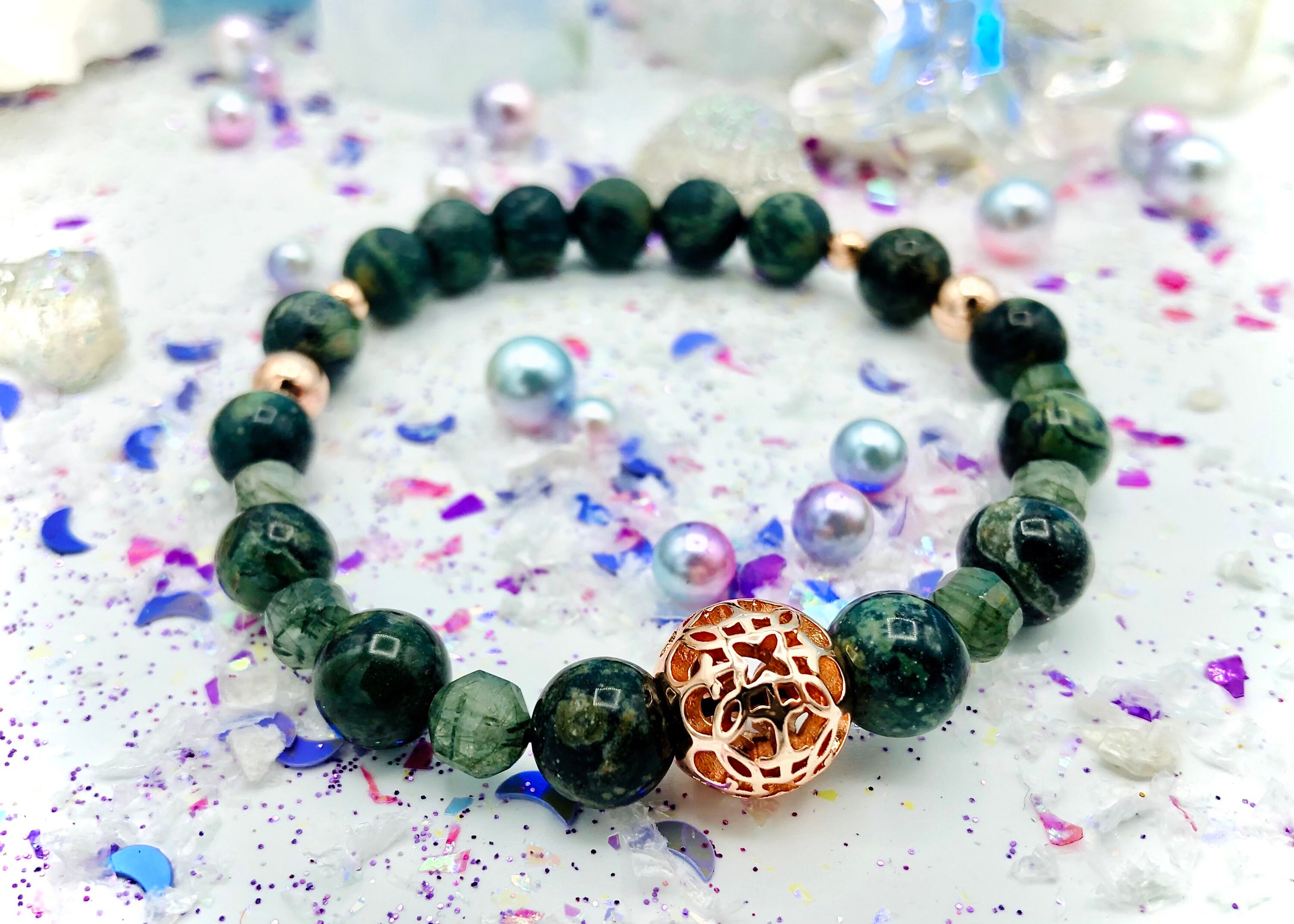 Bracelet Jaspe Kambaba et Rutile Vert