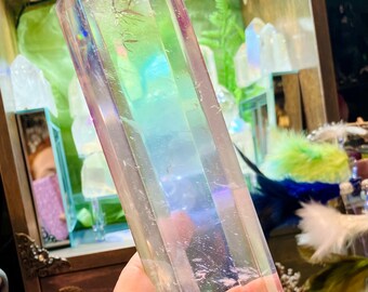 Giant tip glass aura angel rainbow sacred geometry obelisk aura decoration altar