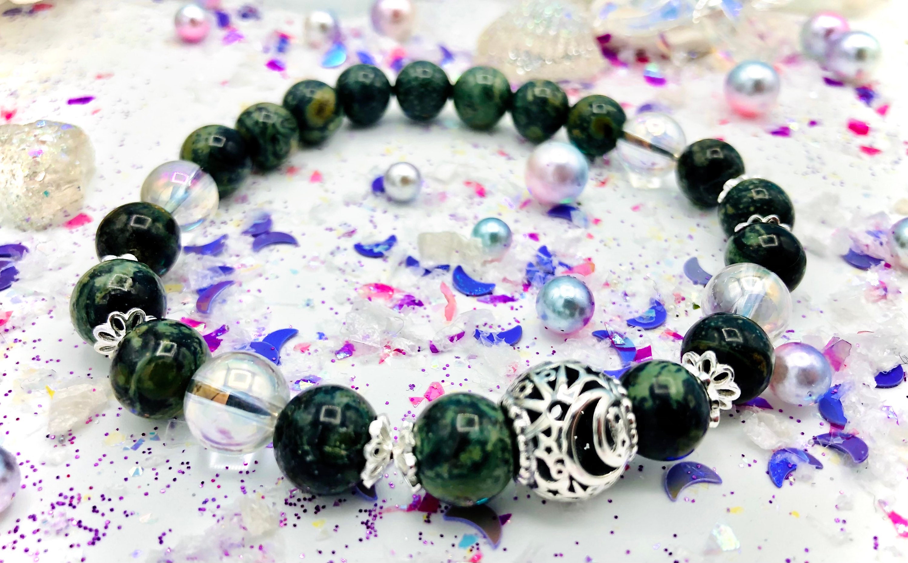 Bracelet Jaspe Kambaba et Cristal Aura