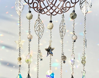 Rainbow suncatcher celtic tree of life yggdrasil labradorites light and protection sun catcher