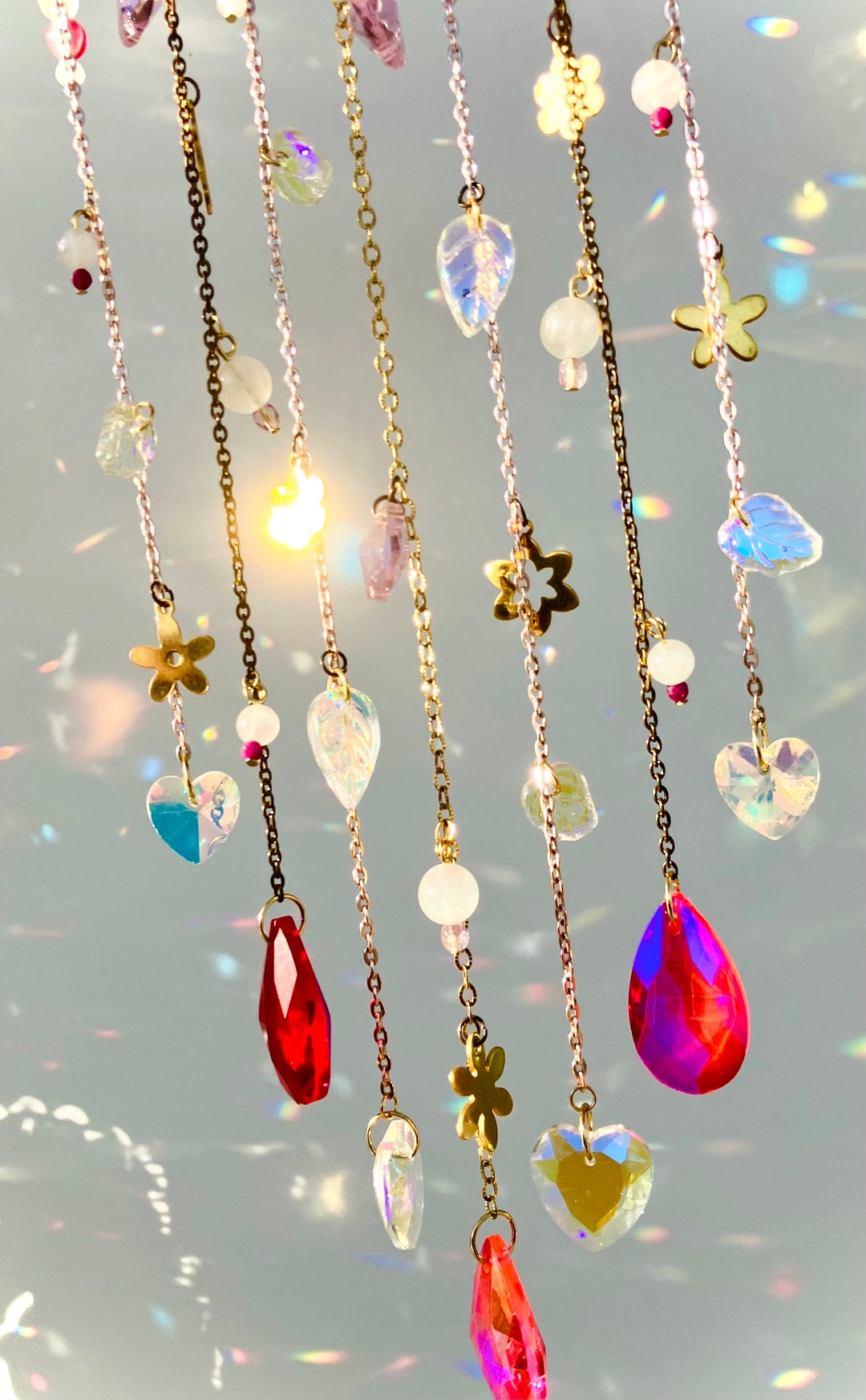 Rainbow Suncatcher Sun Catcher Lotus Flower Strawberry Quartz Ruby Pink ...