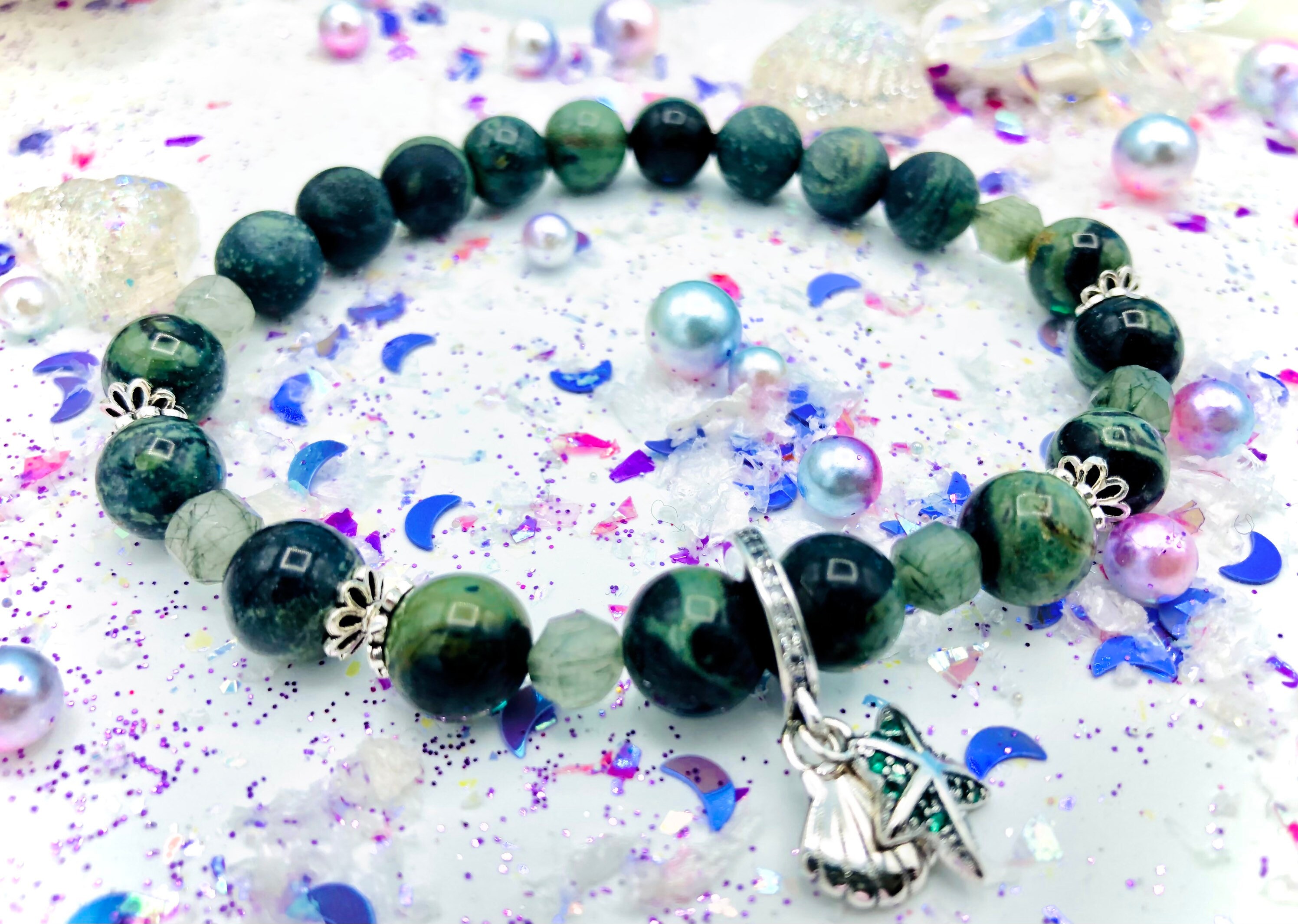 Bracelet Jaspe Kambaba et Rutile Vert