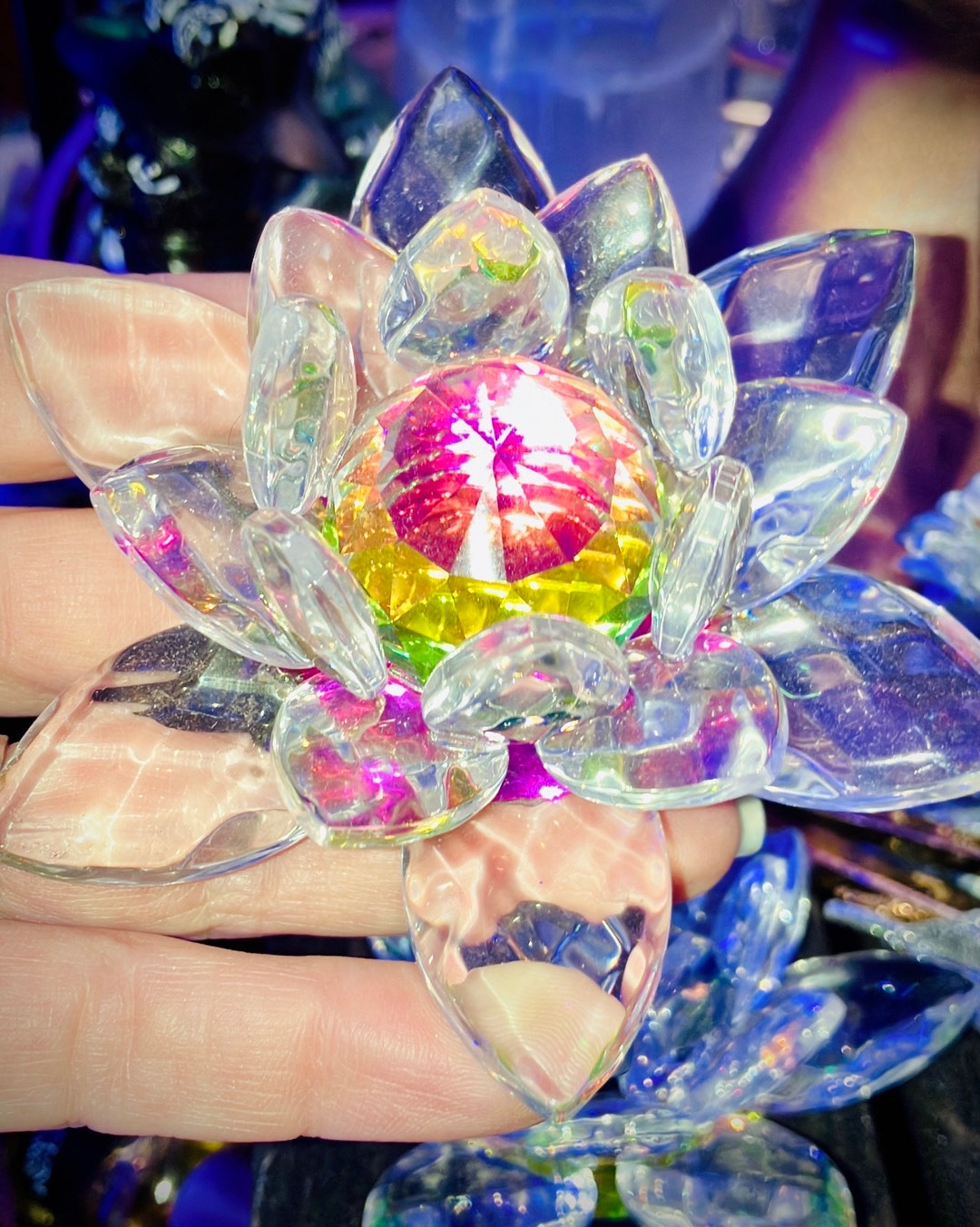Decoration Fleur De Lotus Cristal De Verre Arc En Ciel Autel - Etsy