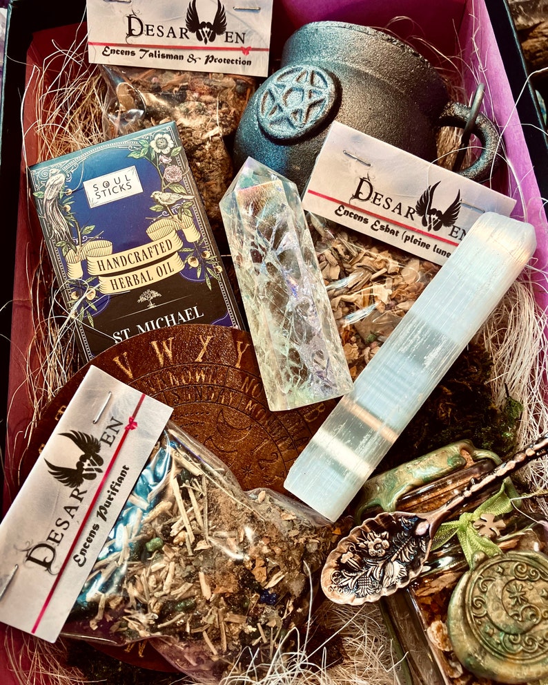 Magic ritual kit witch green magic resin incense kit accomplissement