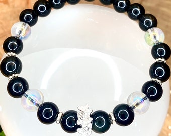 Witch Bracelet Magic Protection Celestial Obsidian Onyx Crystal Aura