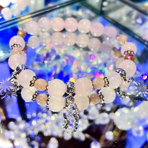 Bracelet énergie  apaisement réconfort quartz fraise aura et quartz rose
