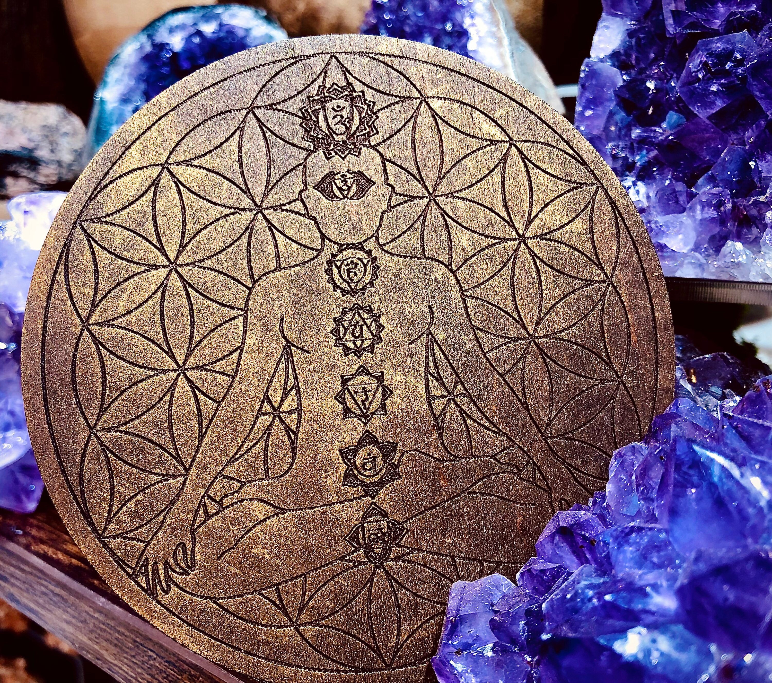 Planche à Pendule 7 Chakras Fleur de Vie Ouija Reiki