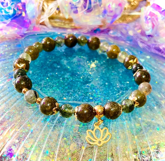 Green Labradorite and Green Rutile Quartz Calming and Balancing