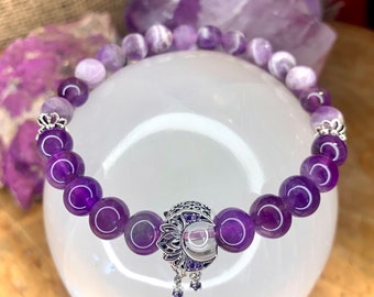 Amethyst Crescent Moon Witch Charm Protection Soothing Bracelet