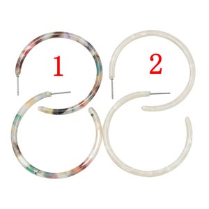 Tortoise Shell Acetate Earring- 48mm Huggie Stud Drop- Ready to Wear- High Quality Gold Plating- 2 pairs per order Turtle Shell Earrings
