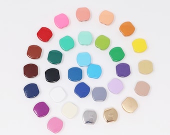 Emaille Tila Tile Perlen, runde quadratische 2-Loch Perlen für Armbänder, Trendy Tila Schmuckherstellung Zubehör 31 Farben Emaille Tile Perlen