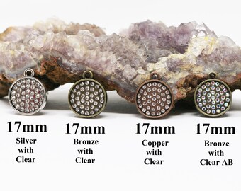 Rhinestone Pewter Bezel Pendant / Charm