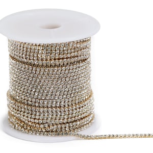 Oro con cadena de copa de cristal transparente Rhinestone (ss-6, ss-8, ss-10, ss-12, ss-16, ss-20, ss-28)
