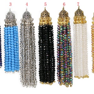 Lovely Bead Handmade Crystal Tassels with Oval Lead Free Pewter End Caps (3.5 & 3.0 Inches Long)