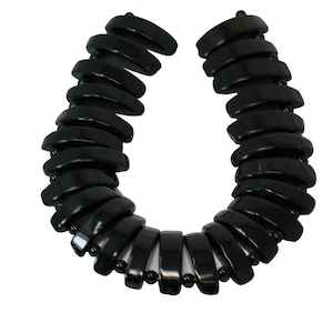 30x55mm Black Onyx Gemstone Bead Strand (16 Inches Long)