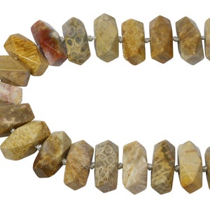 13x28mm Off White Natural Chrysanthemum Faceted Center Drilled Rectangle Stone, Sediment Slab Pendant Bead Strand (16 Inches Long)
