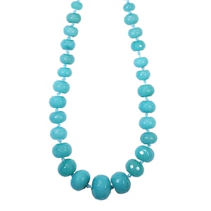 Lovely Bead Blue Turquoise Graduated 8-20mm Faceted Jade Rondelle Strands (20 Inches Long)