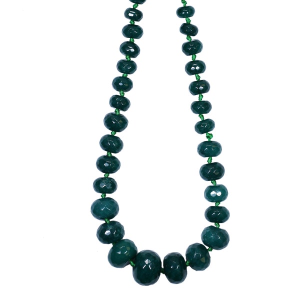 Lovely Bead Emerald Green Graduated 8-20mm Faceted Jade Rondelle Strands (20 Inches Long)