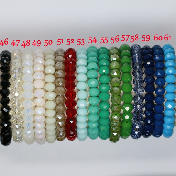 Handmade Stretchy 8x6mm Crystal Bracelets (7.5 inches) （3）