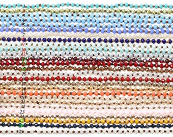 Lovely bead Handmade Long Knotted Crystal Necklaces 36 inches Long (4x3 mm)