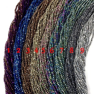 2 mm ヘマタイト ファセット ラウンド ビーズ ストランド (長さ 16 インチ)